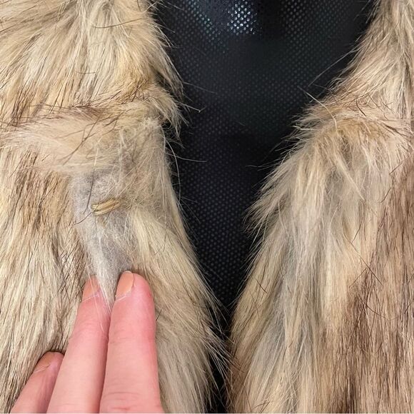 Zara Trafaluc Vest Faux Fur Stylish Mob Wife Open Tan Size Medium - Picture 3 of 7